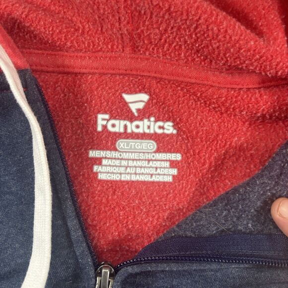 XL Fanatics Boston Red Sox Full Zip Hoodie Sweatshirt Red/Navy Blue Men's - Picture 10 of 12